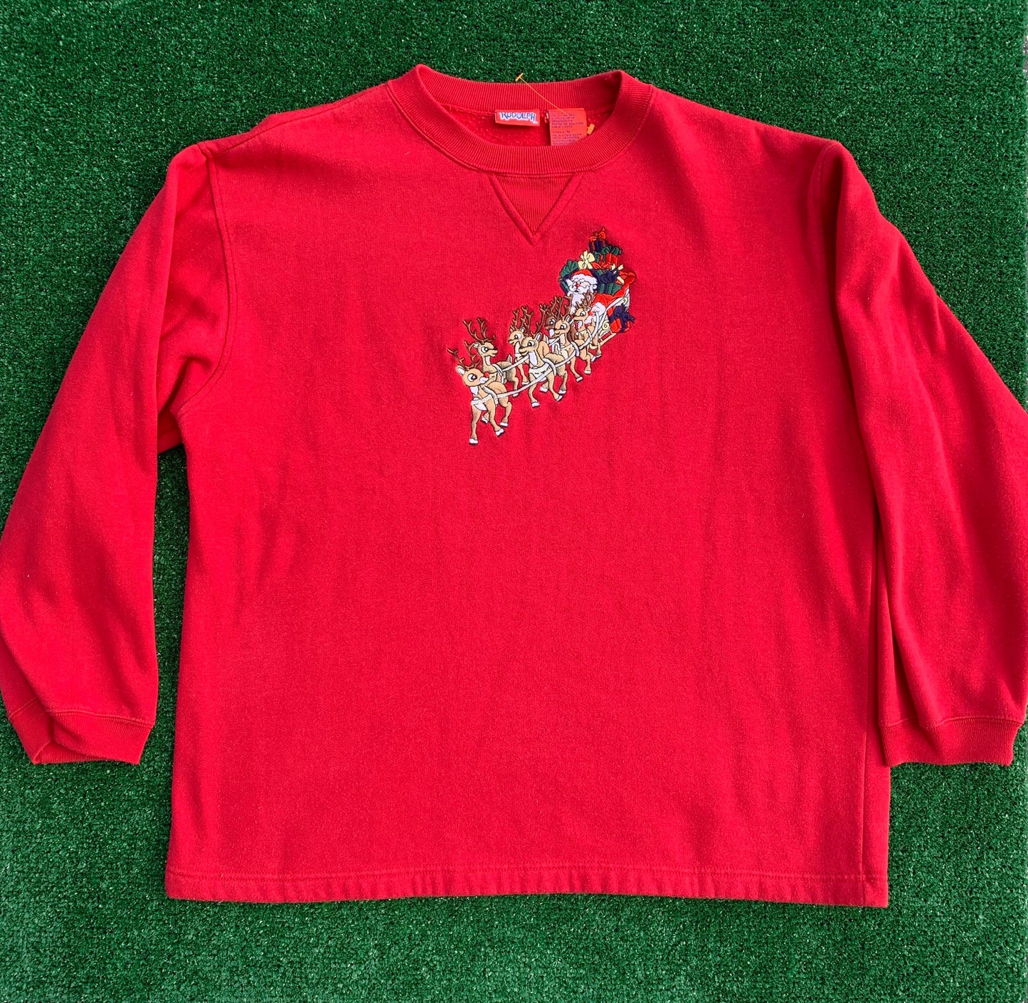 Rudolph Embroidered Vintage Sweater