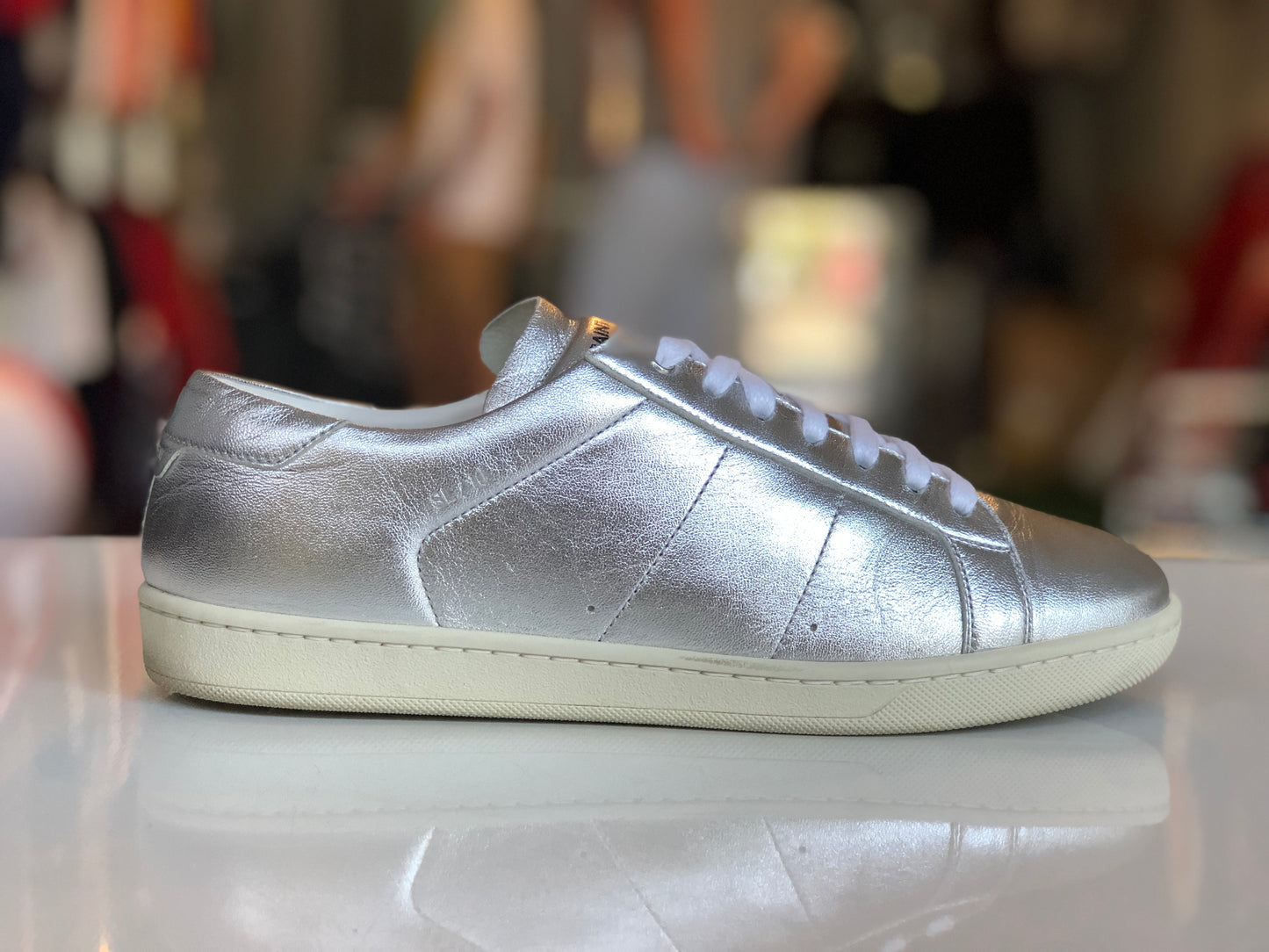 Saint Laurent Low Top Metallic Silver Sneaker