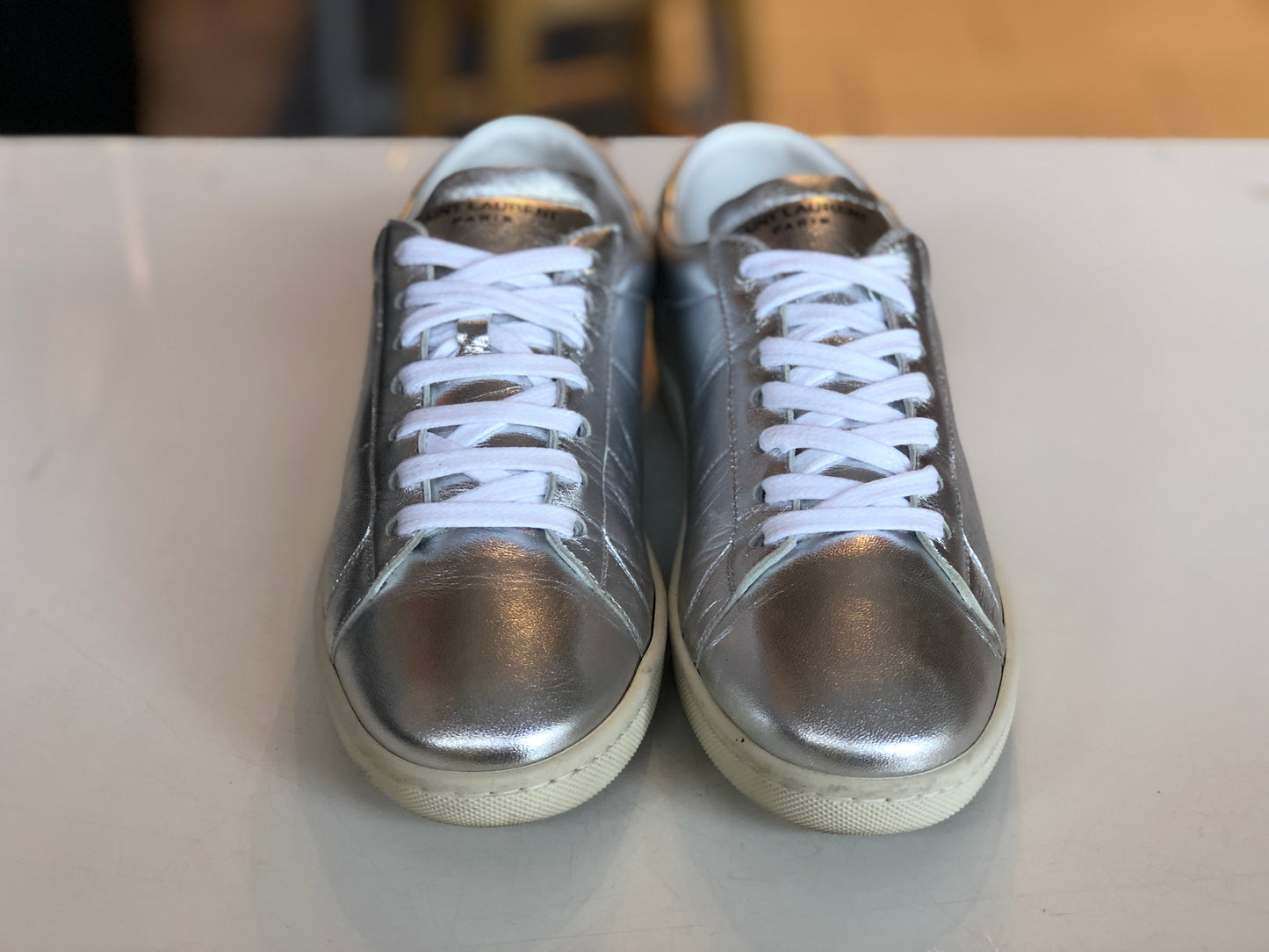 Saint Laurent Low Top Metallic Silver Sneaker