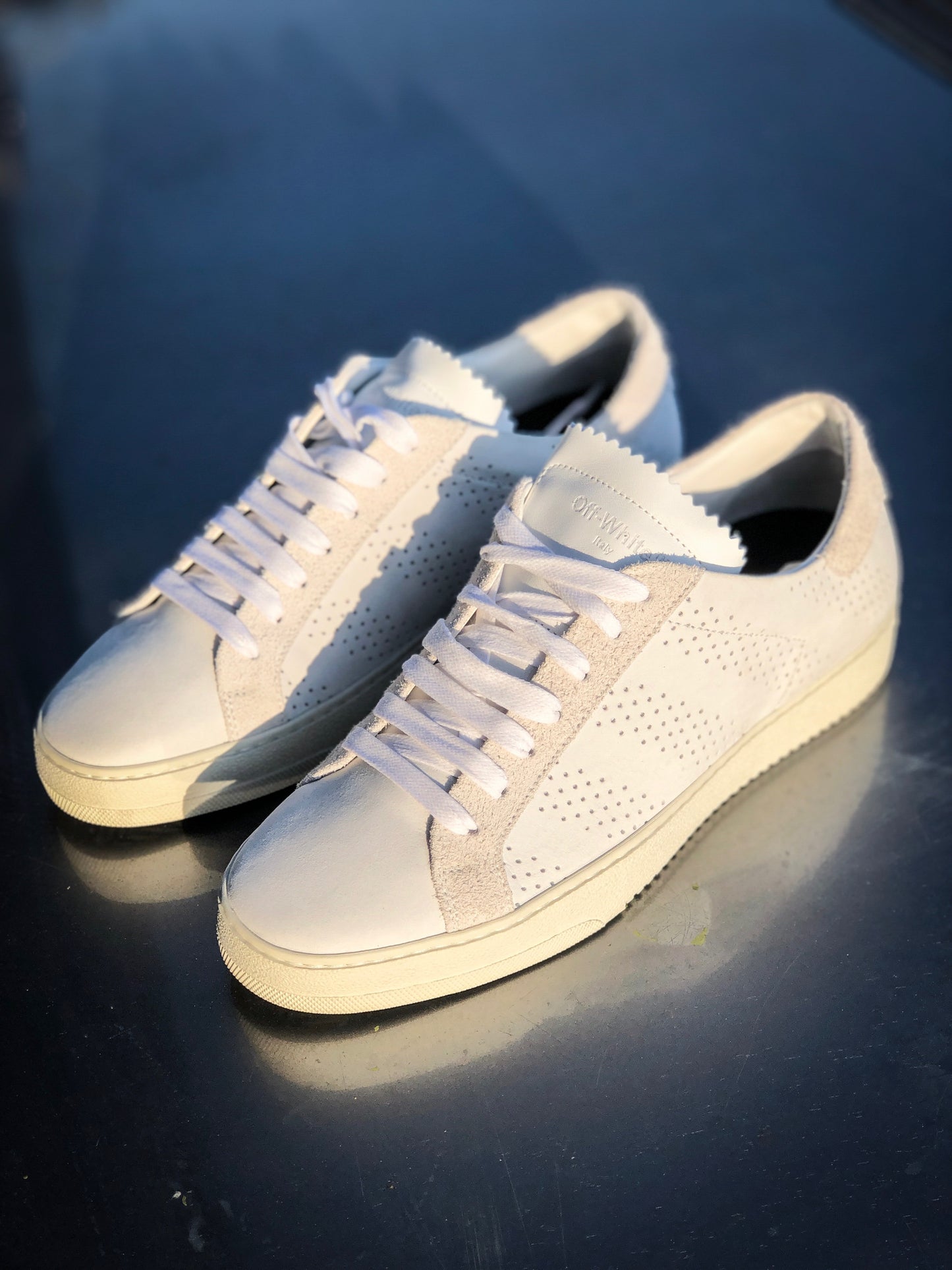 Off White Perforated Low TopSneaker