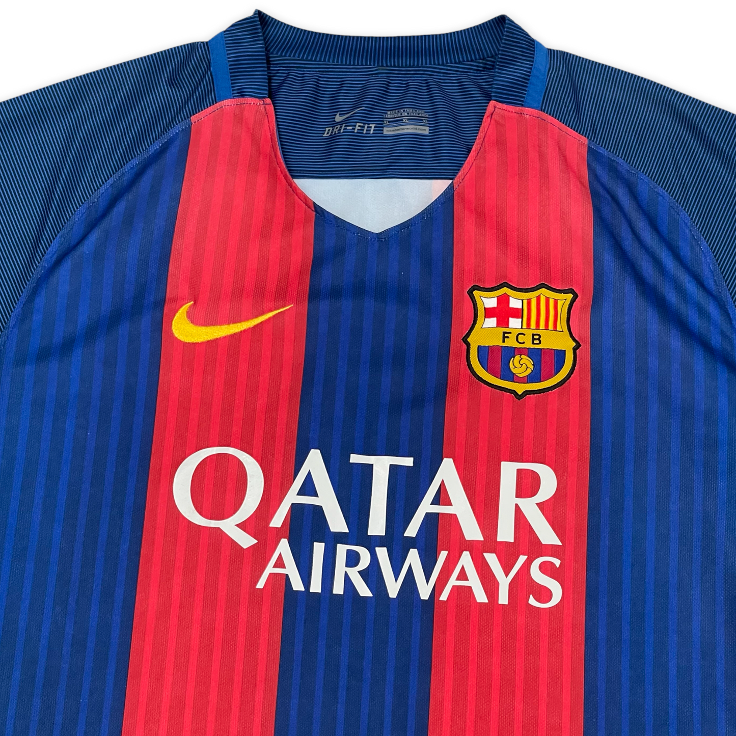 Nike Barcelona Soccer Qatar Airways Blue Red Jersey Size XL