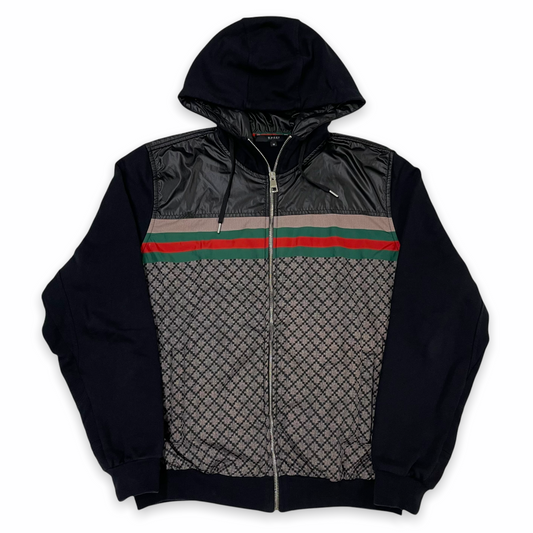 Gucci Web Black Hooded Bomber Jacket Size Medium